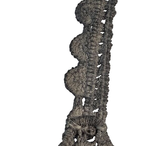 NEW POL S/M Dark Gray All Cotton Knit Cropped Knit Cami Top Crochet Style Sheer - Picture 8 of 13